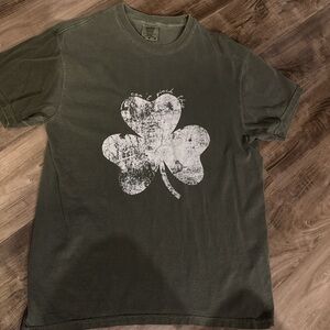Olive Green Shamrock Graphic Tee